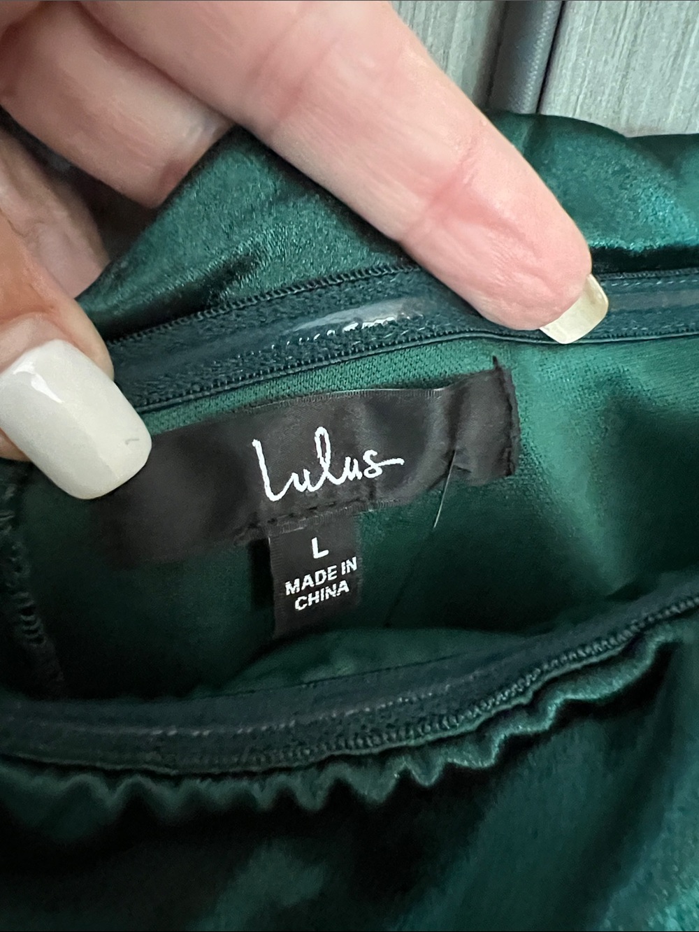 NWT LULU'S greatest hits forest green satin off shoulder ball gown L - Picture 7 of 14